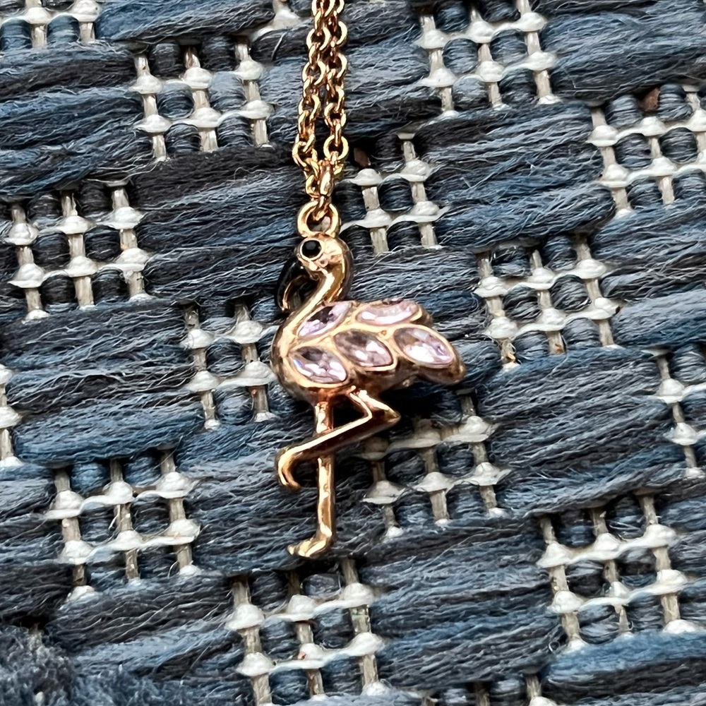 Kate Spade Bird’s The Word Rose Gold Flamingo Necklace